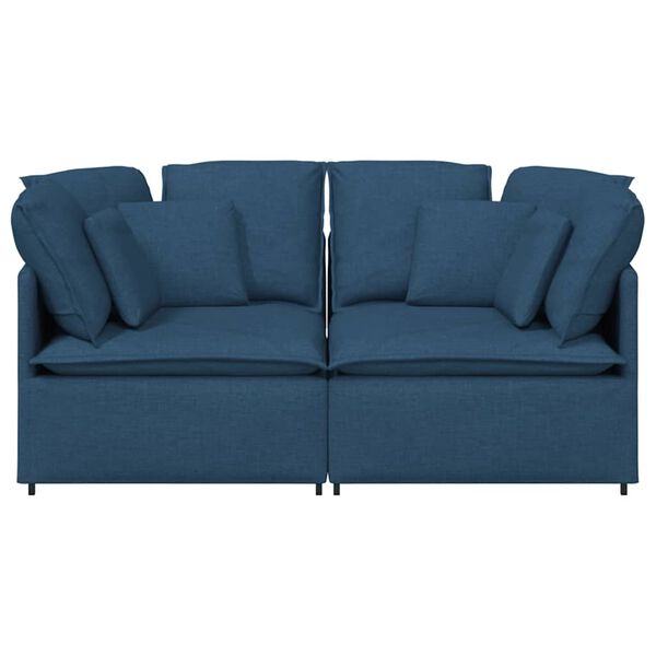 vidaXL Modulares Sofa mit Kissen Stoff Blau