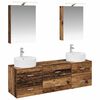 vidaXL Badezimmerm&ouml;bel-Set 5 pcs Altholz Ingenieurholz und Glas