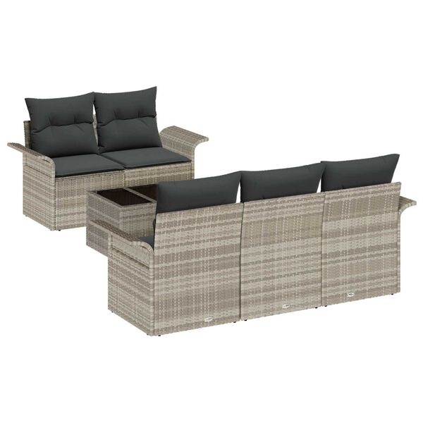 vidaXL Garten-Sofa-Set mit Kissen 6 pcs Hellgrau und Dunkelgrau