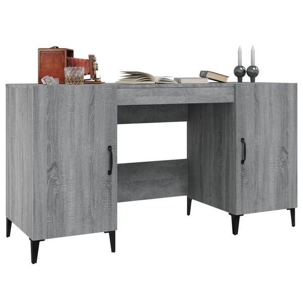 vidaXL Schreibtisch Grau Sonoma 140x50x75 cm Holzwerkstoff