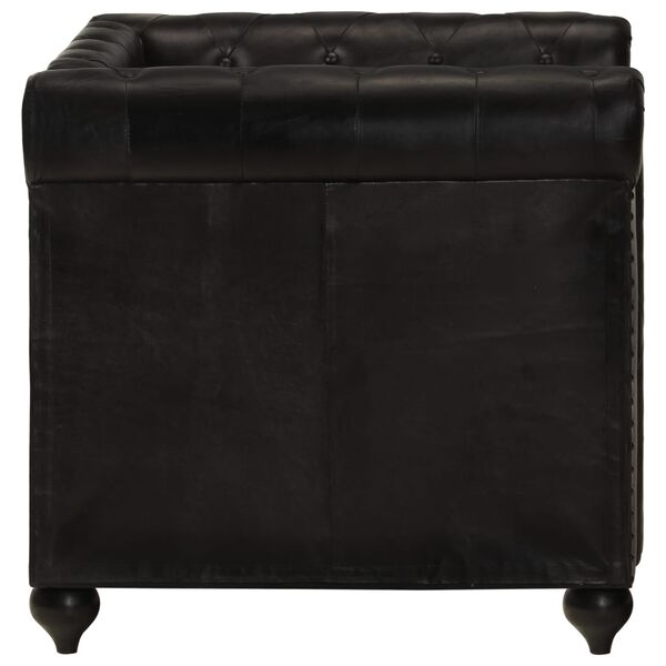 vidaXL Chesterfield-Sessel Schwarz Echtleder