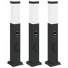 vidaXL Pollerleuchten mit Sensor&Steckdose 3 Stk. 50 cm Schwarz IP44