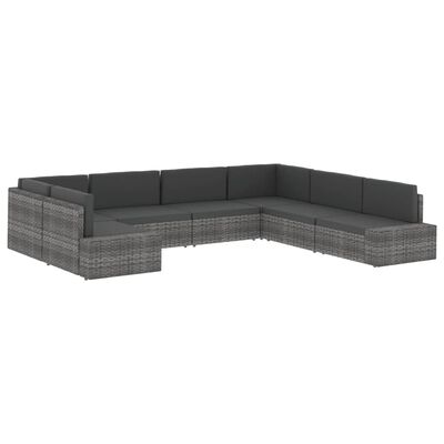 vidaXL Modulares 3-Sitzer-Sofa Poly Rattan Schwarz