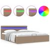 vidaXL Stauraumbett mit LED Cappuccino-Braun Kunstleder 180&times;200cm