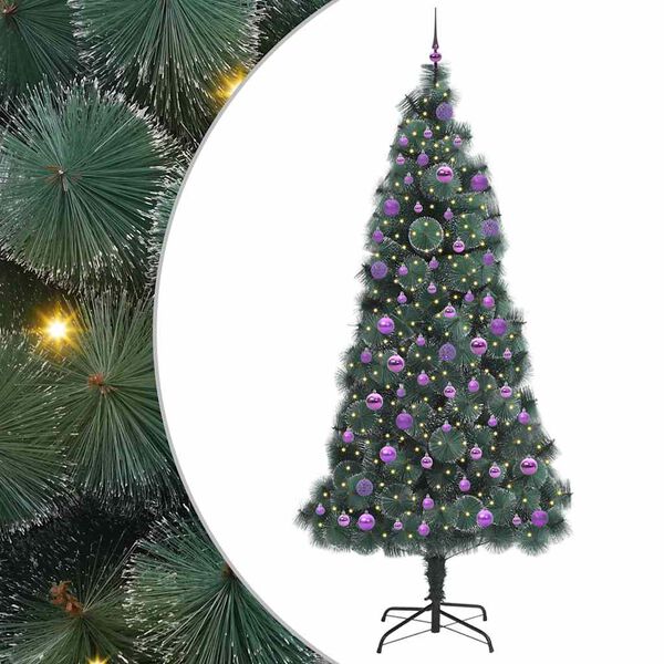 vidaXL K&uuml;nstlicher vorbeleuchteter Weihnachtsbaum mit Kugelset 240 cm