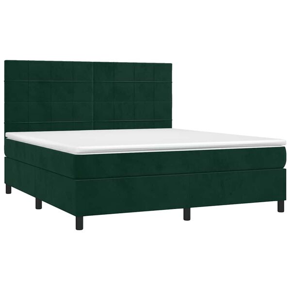 vidaXL Boxspringbett mit Matratze Dunkelgr&uuml;n 180x200 cm Samt