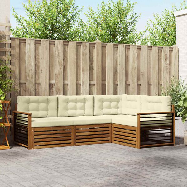 vidaXL Outdoor-Sofagarnitur mit Kissen 4 pcs Natur und Creme