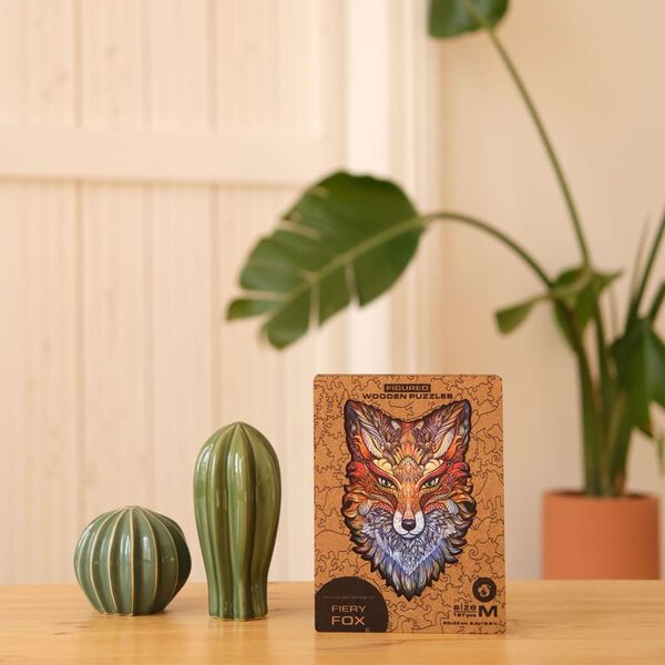 UNIDRAGON 197-tlg. Holzpuzzle Fiery Fox Medium 22x32 cm