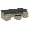 vidaXL 8-tlg. Garten-Sofagarnitur mit Kissen Hellgrau Poly Rattan