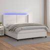 vidaXL Boxspringbett mit Matratze & LED Wei&szlig; 180x200 cm Kunstleder