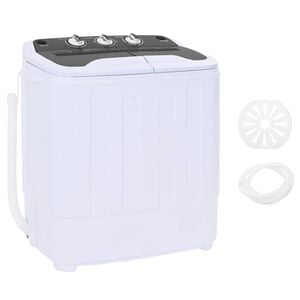 vidaXL Mini-Waschmaschine mit Zwillingsbad 3,6 kg Schwarz und Wei&szlig;
