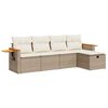 vidaXL 5-tlg. Garten-Sofagarnitur mit Kissen Beige Poly Rattan