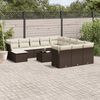 vidaXL 13-tlg. Garten-Sofagarnitur mit Kissen Braun Poly Rattan