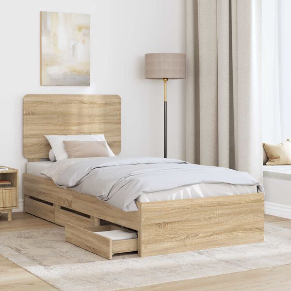 vidaXL Bettrahmen Sonoma-Eiche 75 x 190 cm Ingenieurs Holz