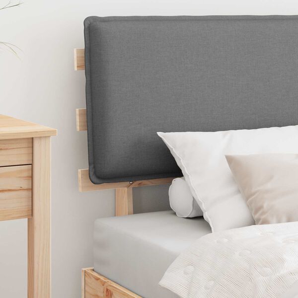 vidaXL Bettgestell mit gepolstertem Kopfteil Hellgrau 75 x 190 cm