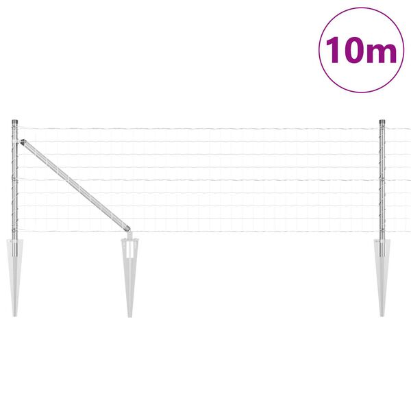 vidaXL Zaun mit Pfosten Silber 0,4 x 10 m Stahl