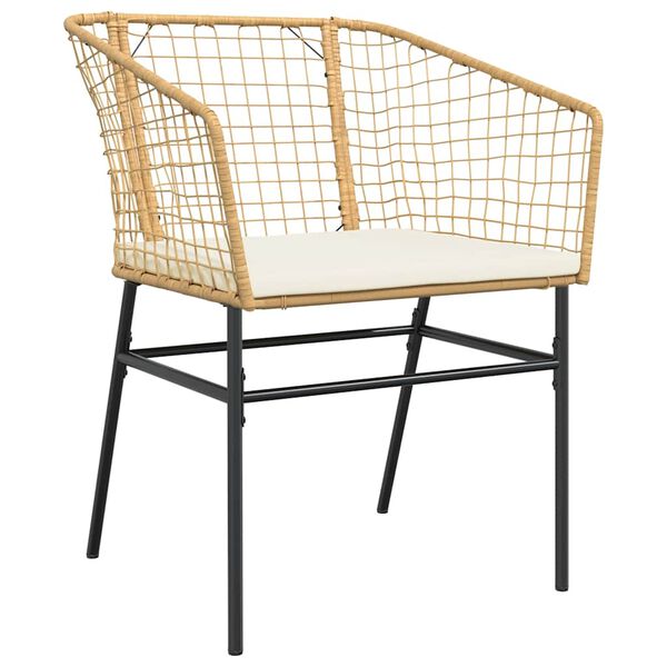 vidaXL 7-tlg. Garten-Essgruppe mit Kissen Braun Poly Rattan Glas