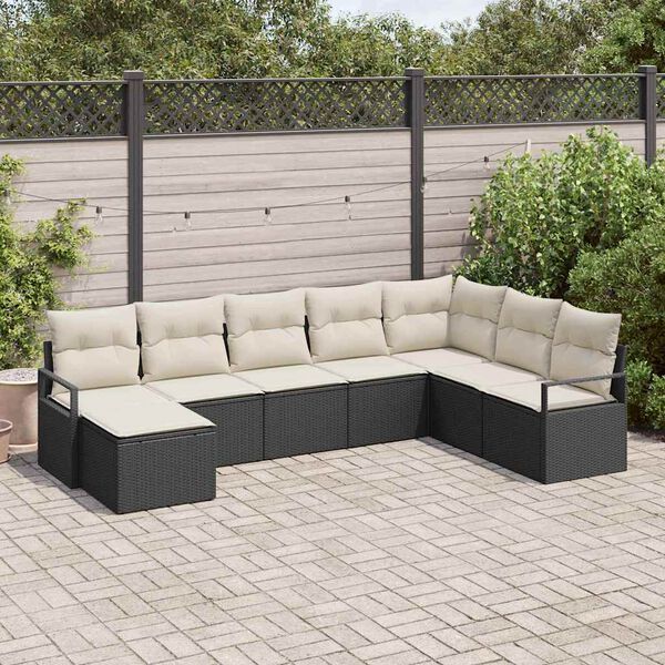 vidaXL Sofa Set mit Kissen 8 pcs Schwarz Poly Rattan