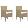 vidaXL 3-tlg. Bistro-Set Poly Rattan und Hartglas Beige