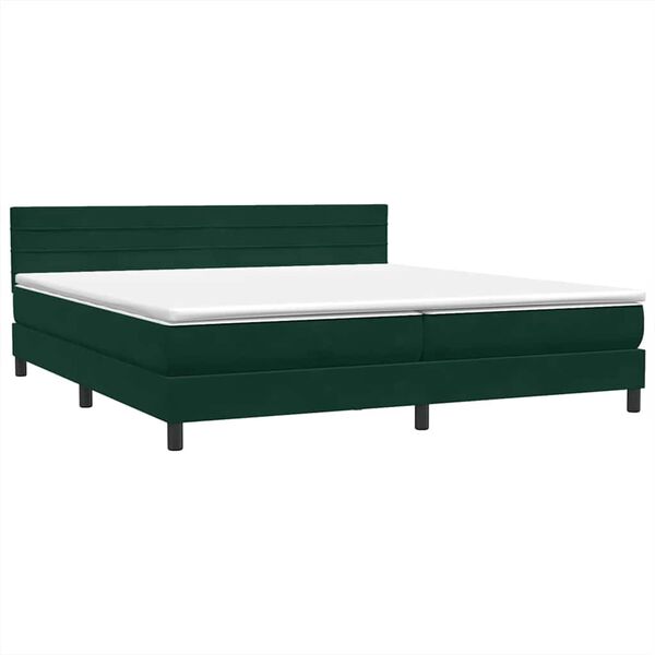 vidaXL Boxspringbett mit Matratze Dunkelgr&uuml;n 180x210 cm Samt