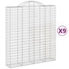 vidaXL Gabionen mit Hochbogen 9 Stk. 200x50x220/240cm Verzinktes Eisen