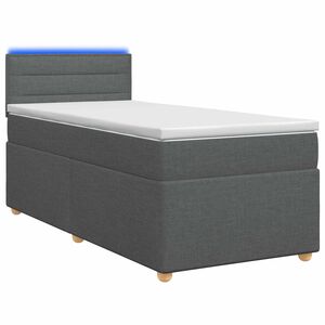 vidaXL Boxspringbett mit Matratze und LED Dunkelgrau 90 x 190 cm Stoff