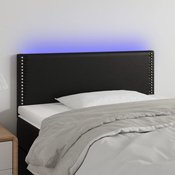 vidaXL LED Kopfteil Schwarz 80x5x78/88 cm Kunstleder