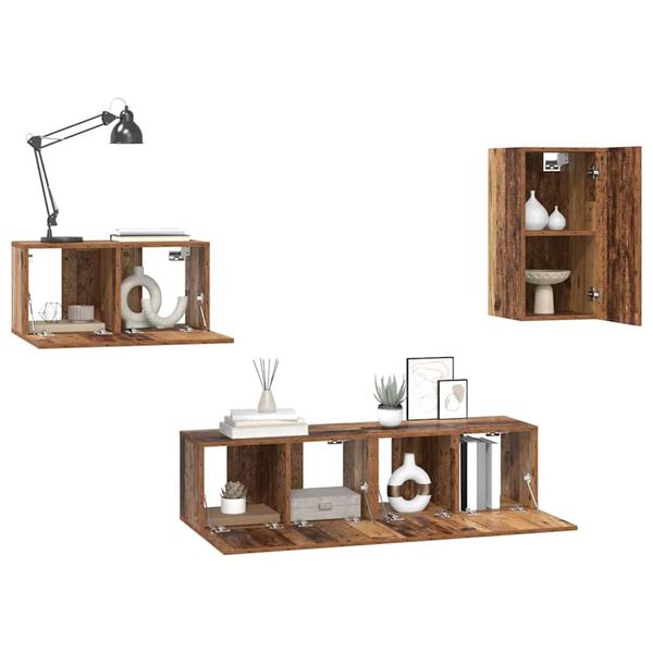 vidaXL TV-Schrankset mit Schubladen 4 pcs Altholz Holzwerkstoff