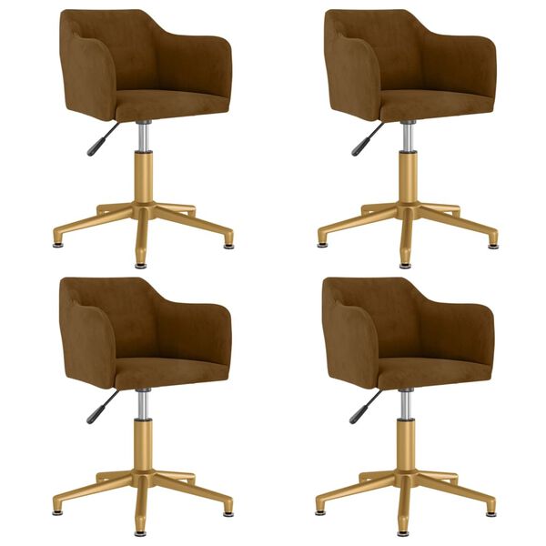 vidaXL Esszimmerst&uuml;hle 4 Stk. Drehbar Braun Samt