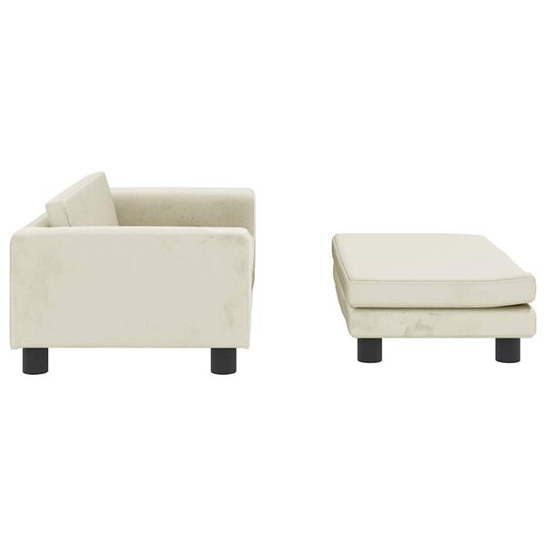vidaXL Kindersofa mit Hocker Creme 100x50x30 cm Samt