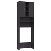 Mobile Contenitore Per Lavatrice Grigio 64x25,5x190 Cm - Armadio Stretto Con 2 Ante E 3 Scomparti, In Legno Ingegnerizzato