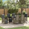 vidaXL Garten Essgruppe mit Kissen 7 pcs Grau Poly-Rattan