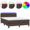vidaXL Boxspringbett mit Matratze & LED Braun 140x190 cm Kunstleder