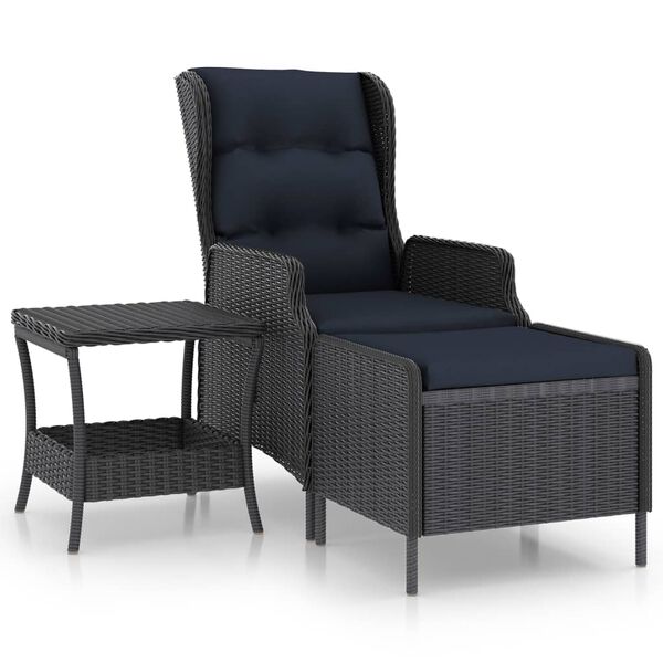 vidaXL 2-tlg. Garten-Lounge-Set mit Auflagen Poly Rattan Dunkelgrau