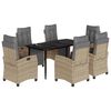 vidaXL 7-tlg. Garten-Essgruppe mit Kissen Beigemischung Poly Rattan