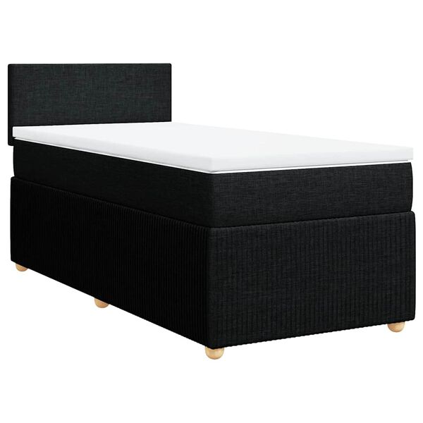 vidaXL Boxspringbett mit Matratze Schwarz 90x200 cm Stoff