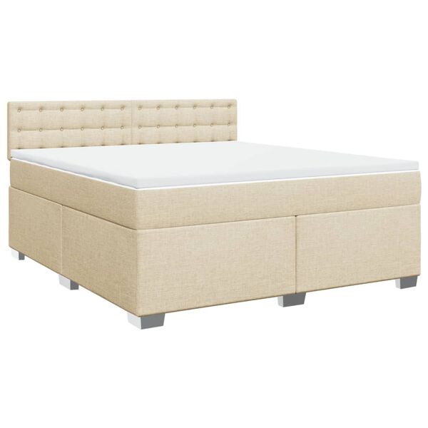 vidaXL Boxspringbett mit Matratze Creme 180x200 cm Stoff