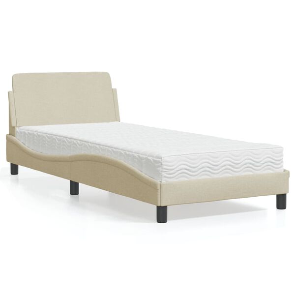 vidaXL Bett mit Matratze "Dover" Creme 90x200 cm Stoff