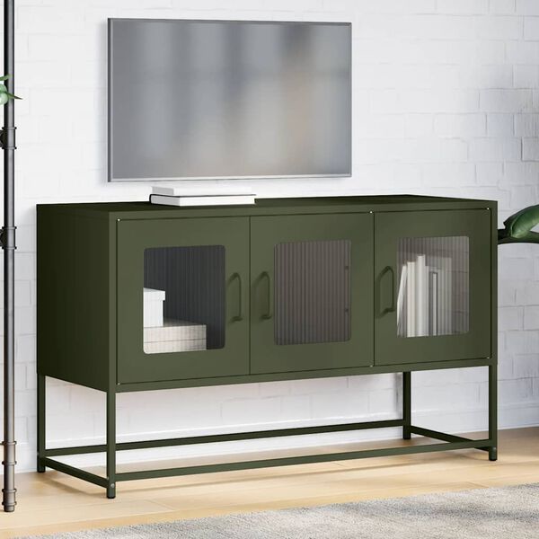 vidaXL TV-Schrank Olivgrün 100,5x39x60,5 cm Kaltgewalzter Stahl