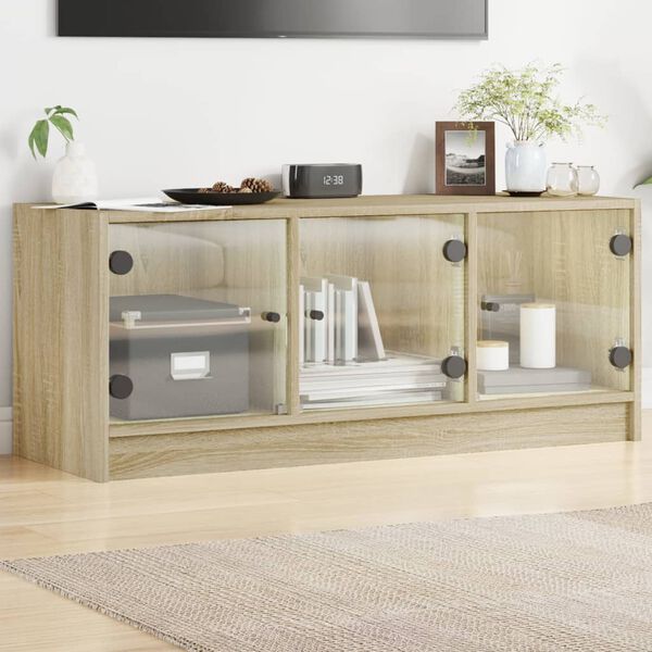 vidaXL TV-Schrank mit Glast&uuml;ren Sonoma-Eiche 102x37x42 cm