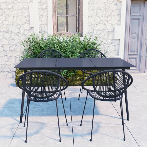 vidaXL 5-tlg. Garten-Essgruppe PVC Rattan Schwarz