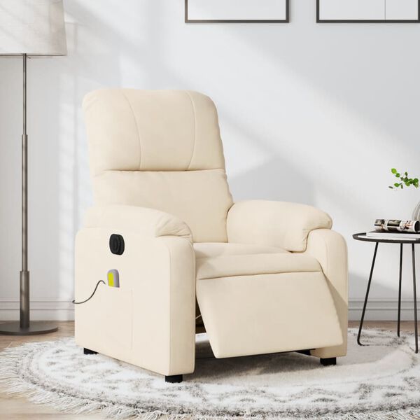 vidaXL Massagesessel Elektrisch Beige Mikrofasergewebe