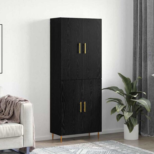 vidaXL Highboard Schwarz Eichen-Optik 69,5 x 34 x 180 cm Holzwerkstoff