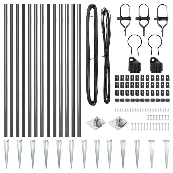 vidaXL Zaunpfosten 13 pcs Grau Stahl