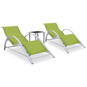 vidaXL Sonnenliegen 2 Stk. mit Tisch Aluminium Gr&uuml;n
