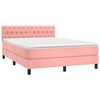 vidaXL Boxspringbett mit Matratze & LED Rosa 140x190 cm Samt