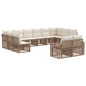 vidaXL Gartensofa-set 12 pcs Beige und Cremewei&szlig; Poly-Rattan