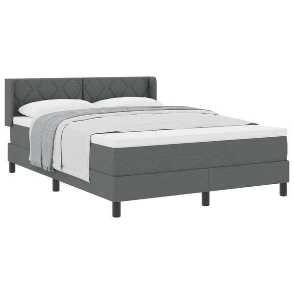 vidaXL Boxspringbett mit Matratze Dunkelgrau 200 x 160 cm Stoff