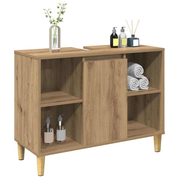 vidaXL Badschrank Braun Artisan-Eiche 80x33x60 cm Holzwerkstoff