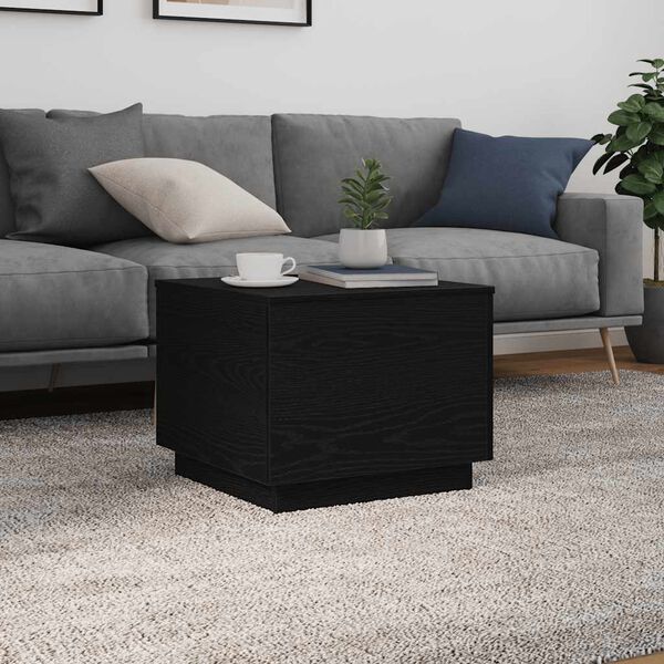 vidaXL Couchtisch mit LED-Leuchten Schwarz Eichen-Optik 50x50x40 cm